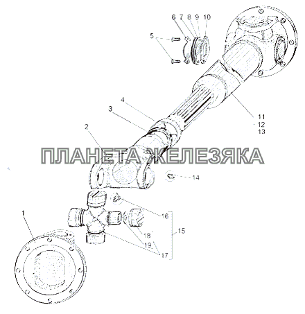 Карданные валы 543-2205010-01, 543-2206010-01 МАЗ-543 (7310)