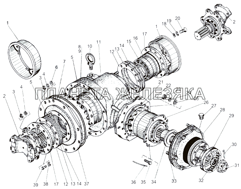 Редуктор 1-го и 2-го заднего моста 543-2302010-01, 543-2402010-01 МАЗ-543 (7310)