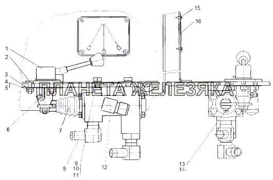 Установка крана накачки шин 543-4200002 МАЗ-543 (7310)