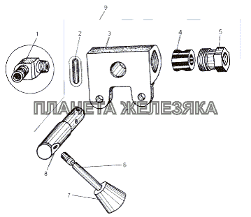 Кран тормозной дополнительный с арматурой 543-3537006 МАЗ-543 (7310)