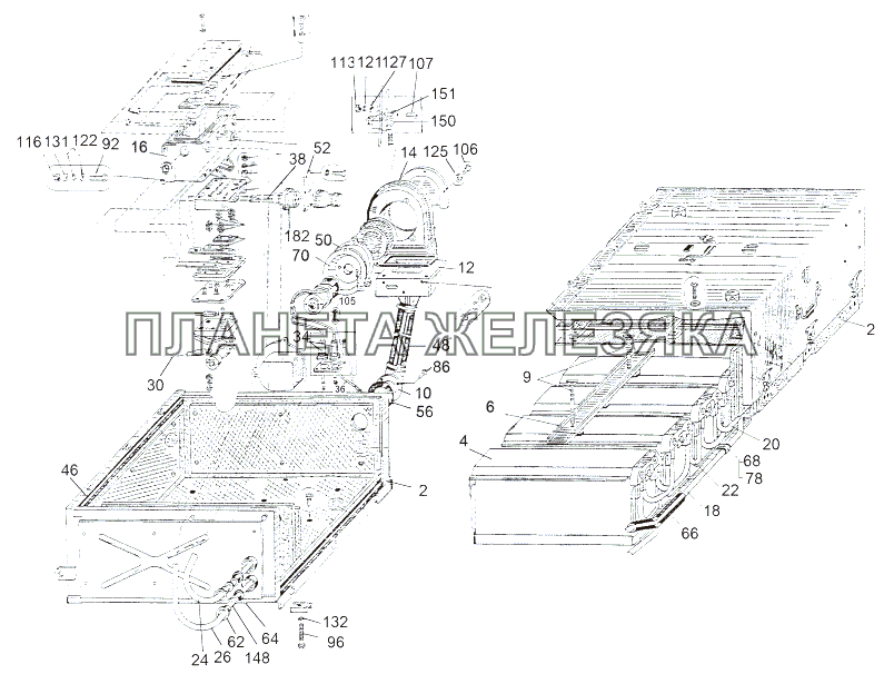 Установка аккумуляторных батарей МАЗ-543 (7310)