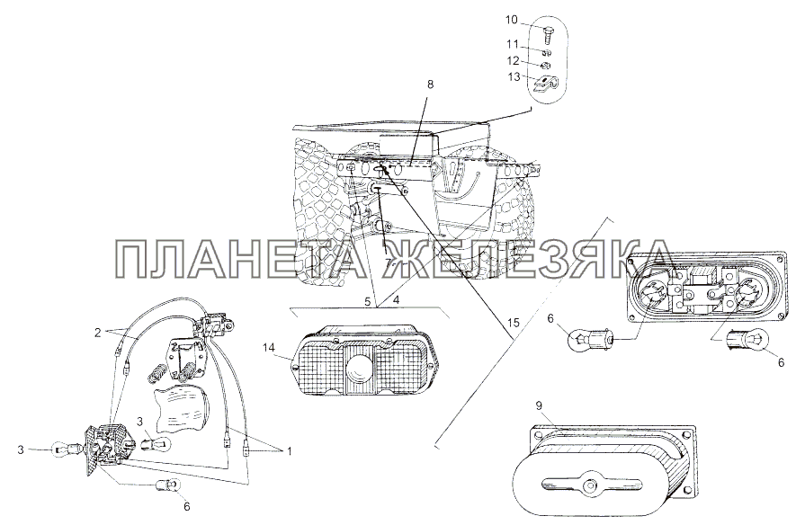 Установка задних фонарей МАЗ-543 (7310) Установка задних фонарей МАЗ-543 (7310)