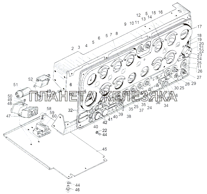 Панель приборов левая МАЗ-543 (7310)