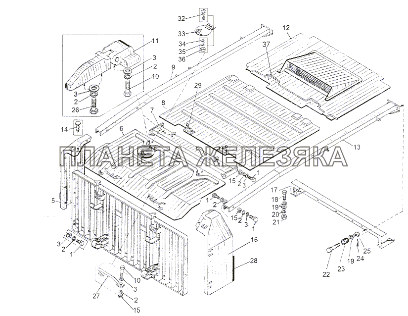 Установка капота радиатора 543А-8400002 МАЗ-543 (7310)