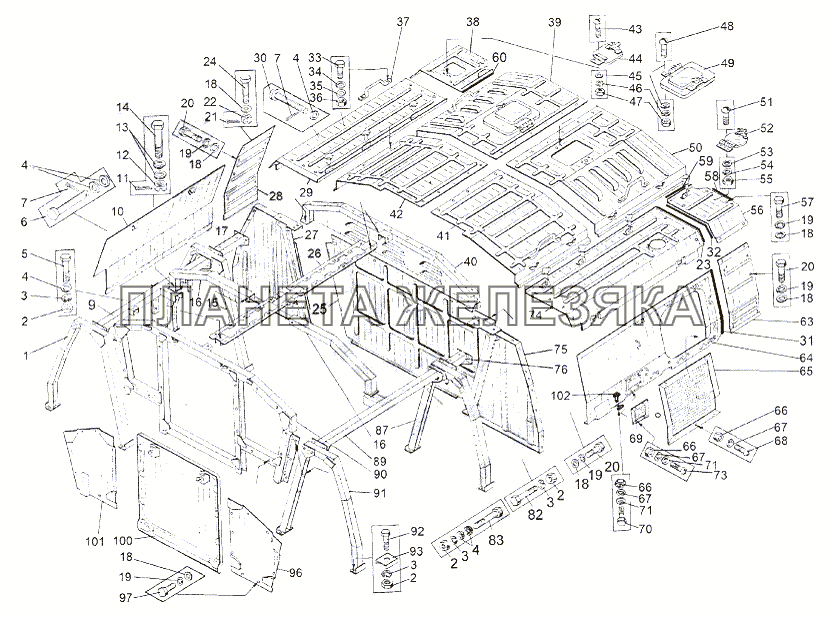 Установка ограждения 543А-8400009 МАЗ-543 (7310)