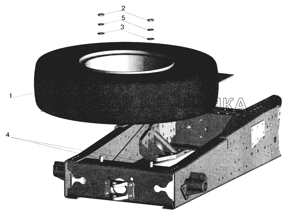 Установка запасного колеса МАЗ-642208, 642205 (64226-3100001) МАЗ-5432