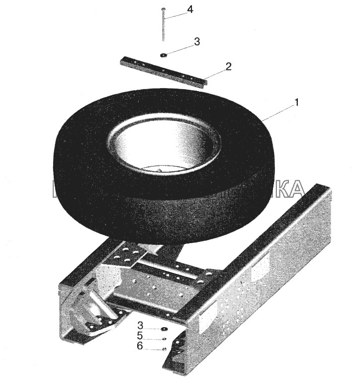 Установка запасного колеса МАЗ-551605 (5516-3100001-30) МАЗ-5432