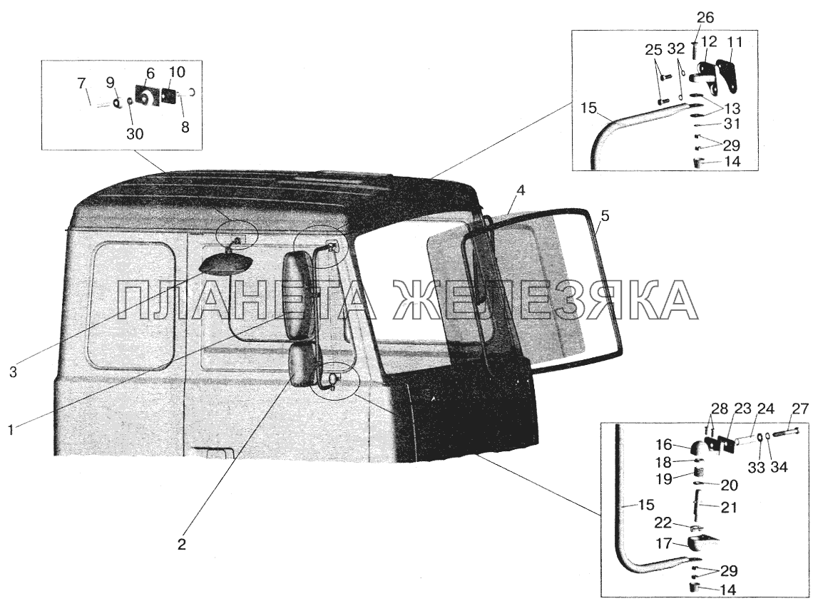Установка стекол и зеркал на большую кабину МАЗ-5432