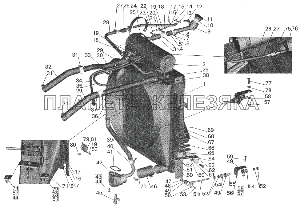 Установка системы охлаждения МАЗ-642205, 543205, 543203, 543202, 555102, 551605, 151603 МАЗ-5432