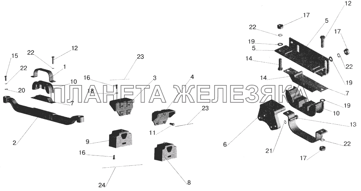 Крепление двигателя на автомобиле МАЗ-551603 МАЗ-5432