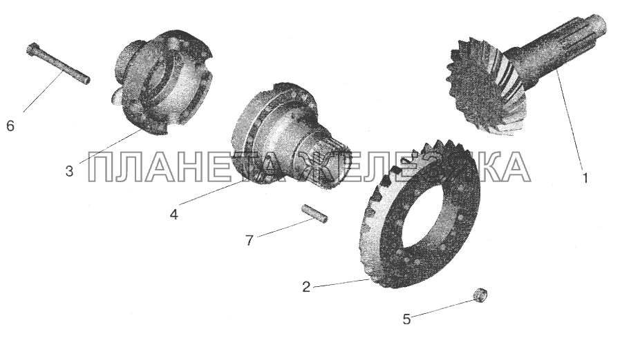 Редуктор заднего моста. Шестерни ведущая и ведомая (комплект для запчастей) МАЗ-5432