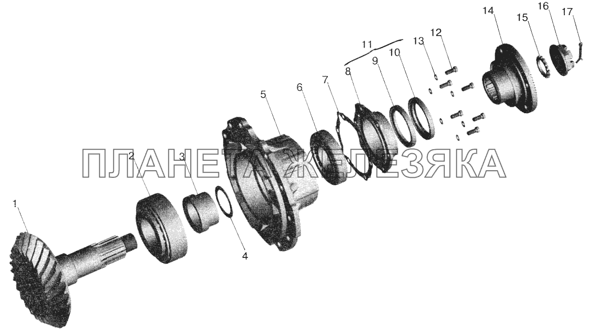 Мост задний МАЗ-543208. Шестерня ведущая МАЗ-5432
