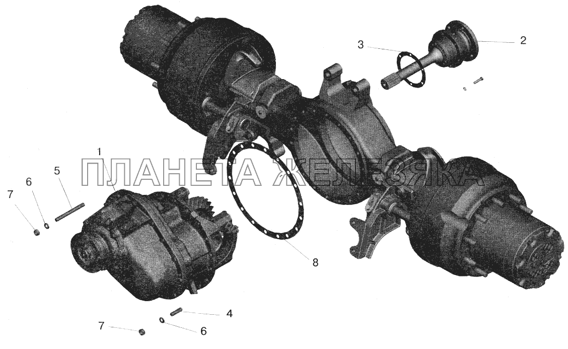 Мост средний. Установка редуктора и элементов подвески МАЗ-5432