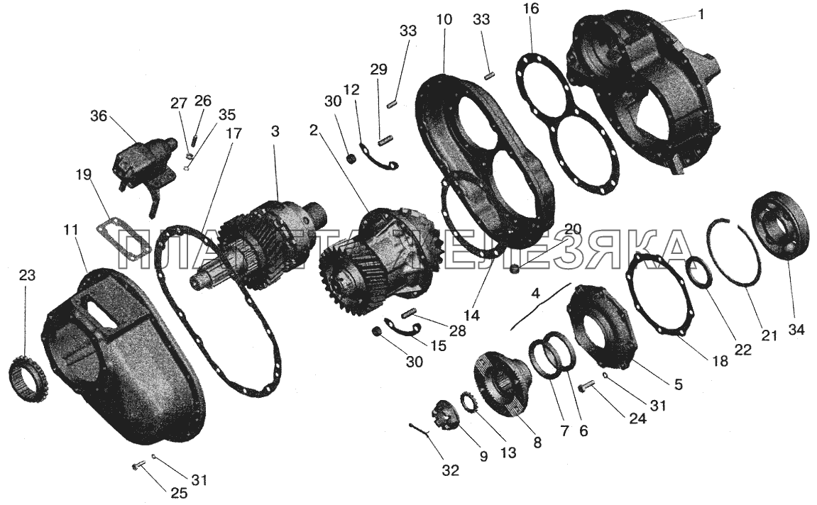 Редуктор среднего моста МАЗ-5432