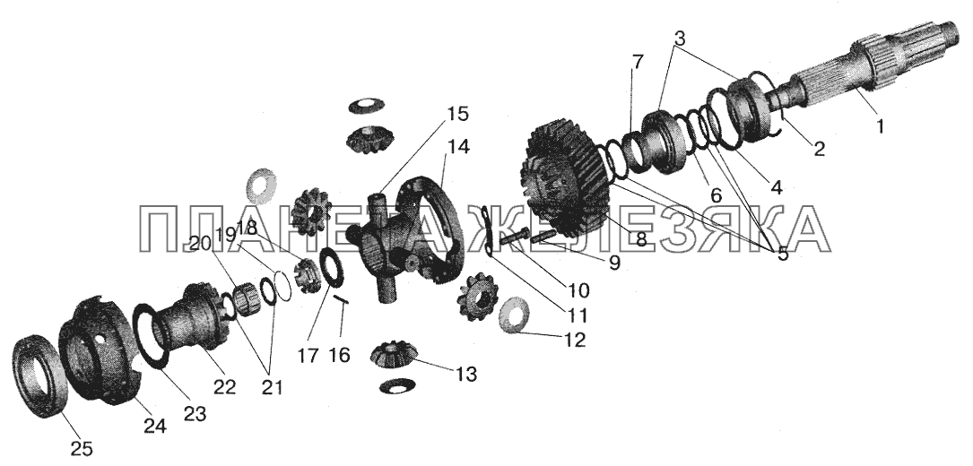 Редуктор среднего моста. Дифференциал межосевой МАЗ-5432