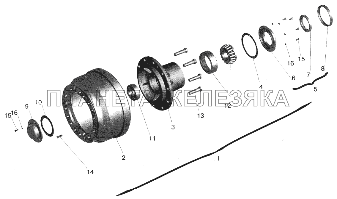 Ступица переднего колеса МАЗ-5432