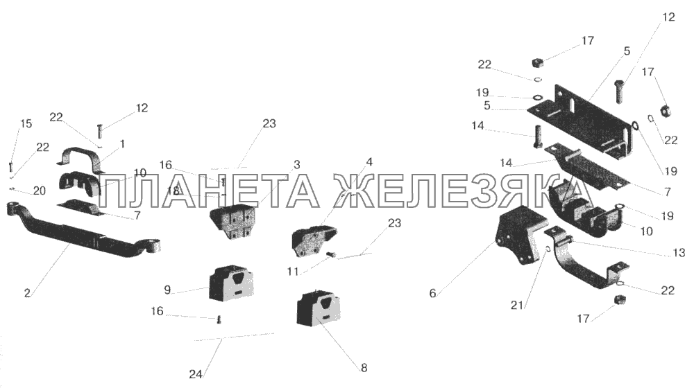 Крепление двигателя на автомобиле МАЗ-551603 МАЗ-543202