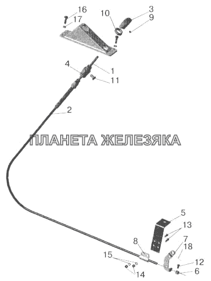 Привод останова двигателя МАЗ-543202