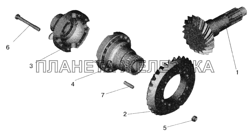Редуктор заднего моста. Шестерни ведущая и ведомая (комплект для запчастей) МАЗ-543202