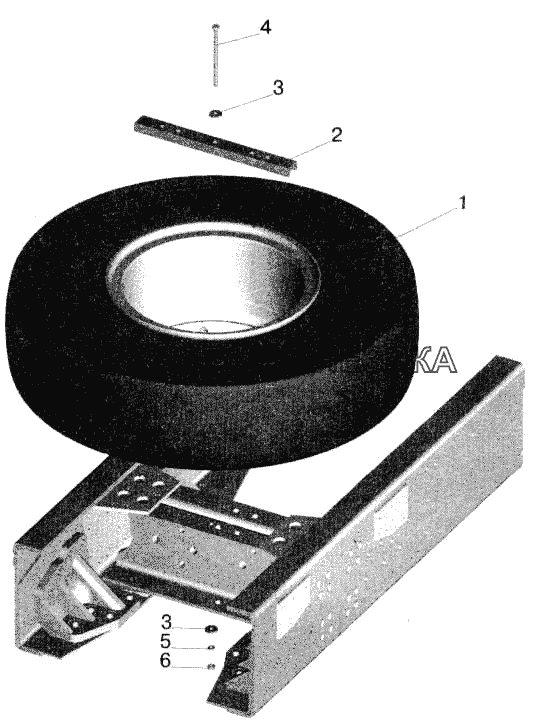 Установка запасного колеса МАЗ-551605 (5516-3100001-30) МАЗ-543202