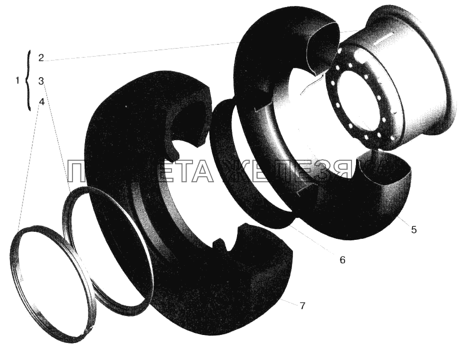 Колесо. Камера и покрышка МАЗ-543202