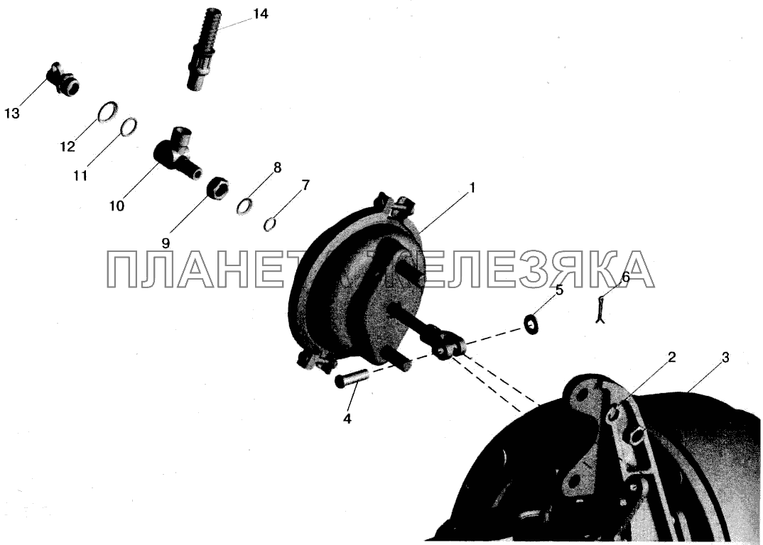 Установка тормозных камер и присоединительной арматуры МАЗ-543202