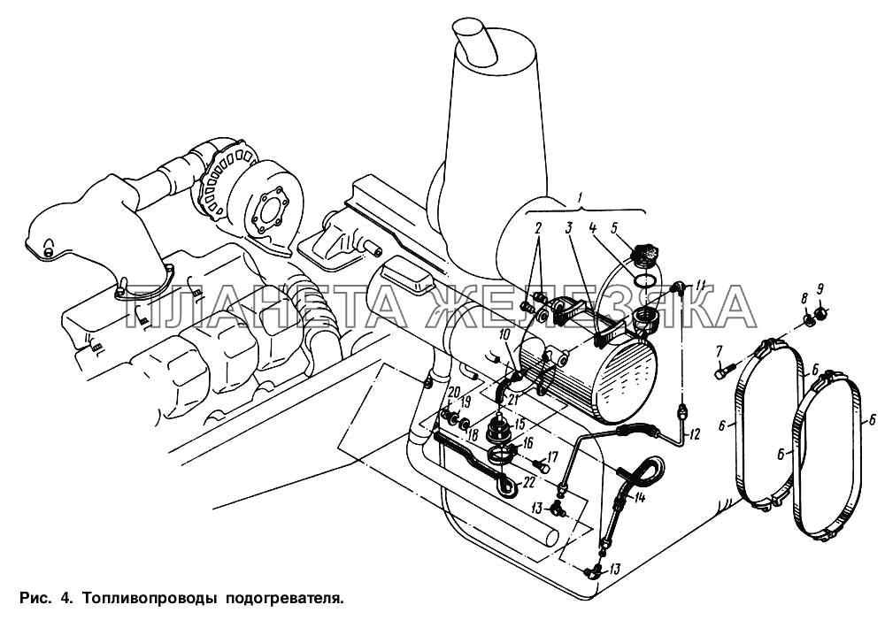 Топливопроводы подогревателя МАЗ-64221