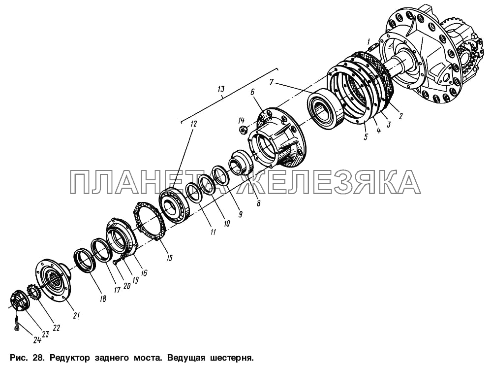 Редуктор заднего моста. Ведущая шестерня МАЗ-54321