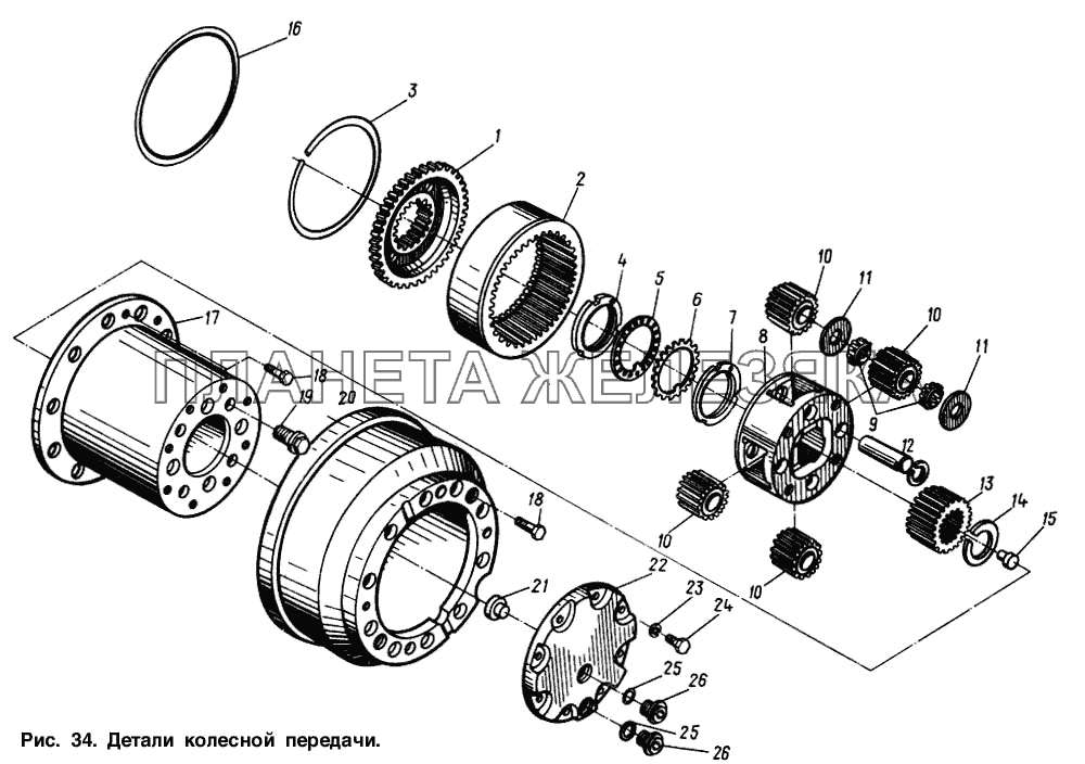 Детали колесной передачи МАЗ-54321