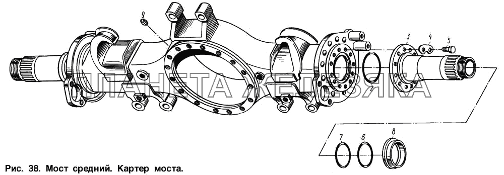 Мост средний. Картер моста МАЗ-54321
