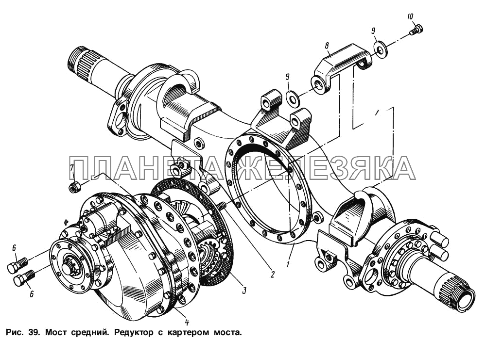 Мост средний. Редуктор с картером моста МАЗ-54321