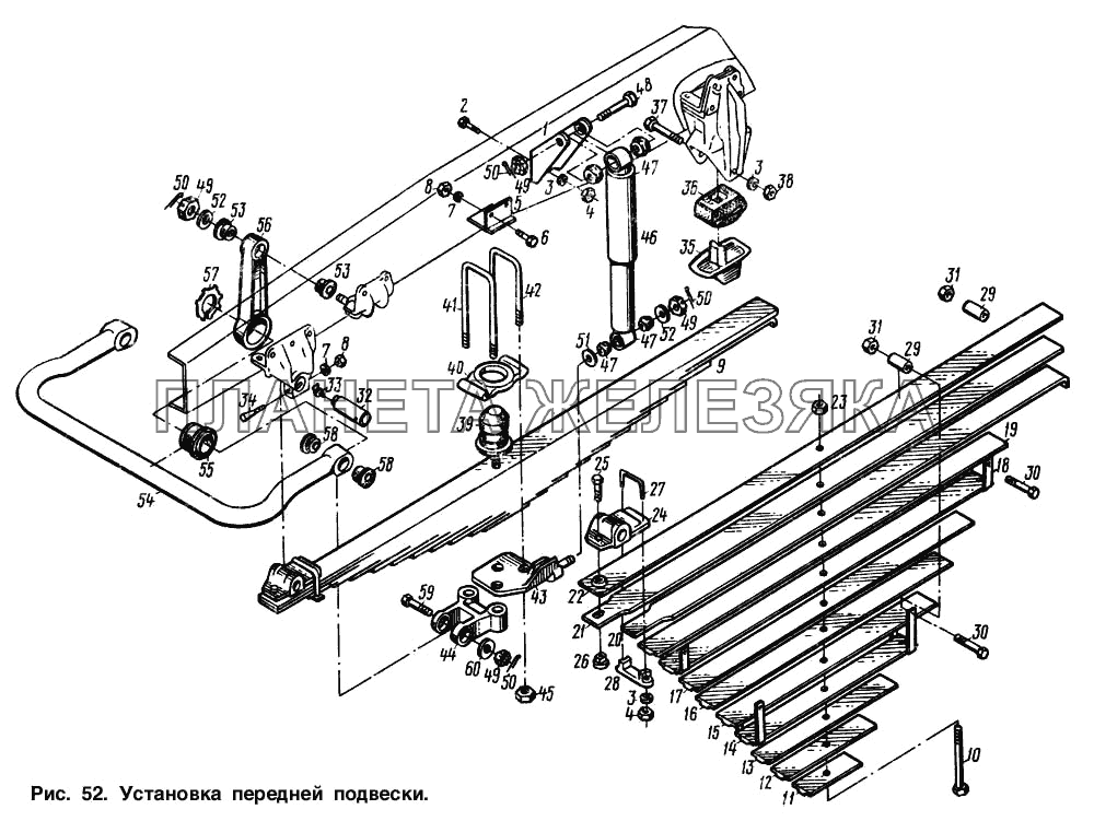 Установка передней подвески МАЗ-64221