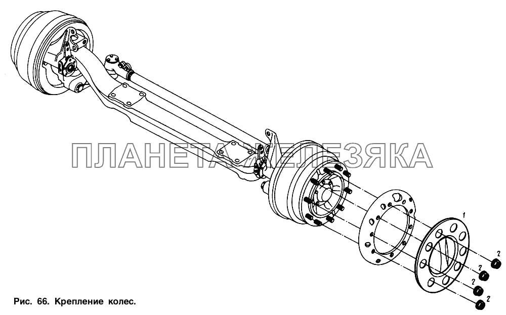 Крепление передних колес МАЗ-64221