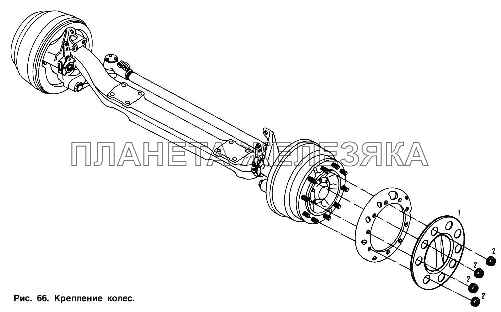 Крепление передних колес МАЗ-54321