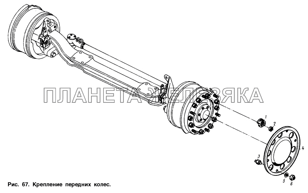 Крепление передних колес МАЗ-54321