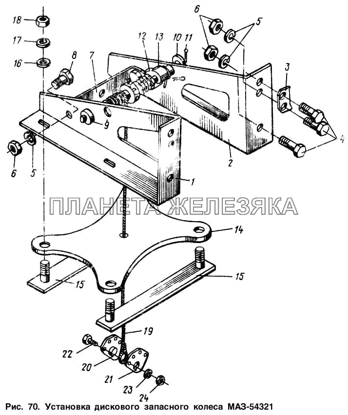 Установка дискового запасного колеса МАЗ-54321 МАЗ-54321