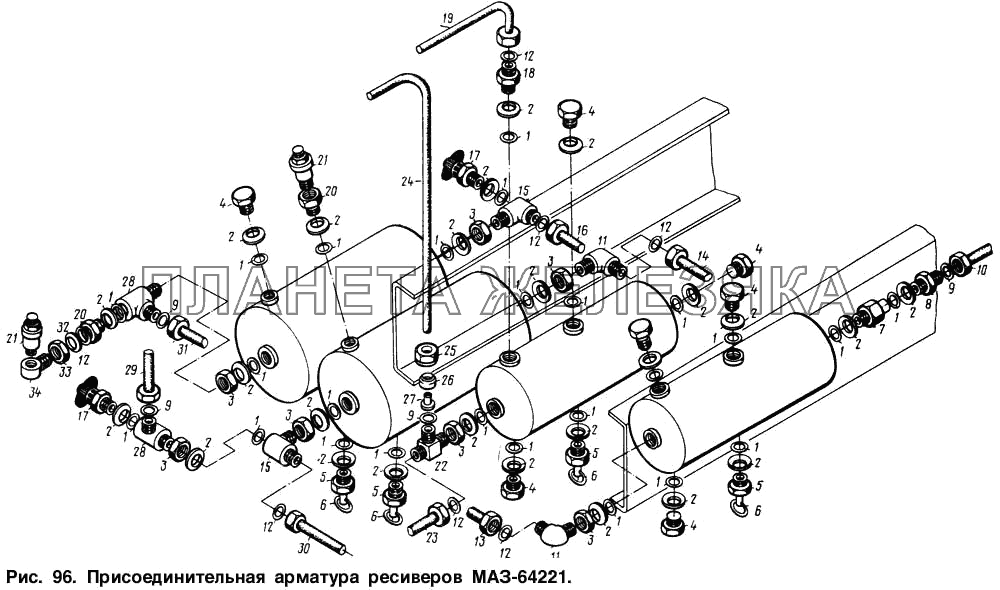 Присоединительная арматура ресиверов МАЗ-64221 МАЗ-54321