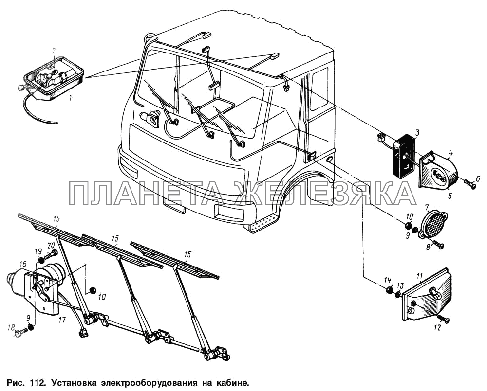 Установка электрооборудования на кабине МАЗ-64221