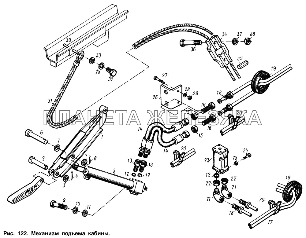 Механизм подъема кабины МАЗ-54321
