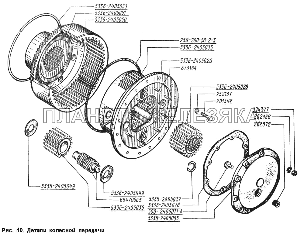 Детали колесной передачи МАЗ-54328