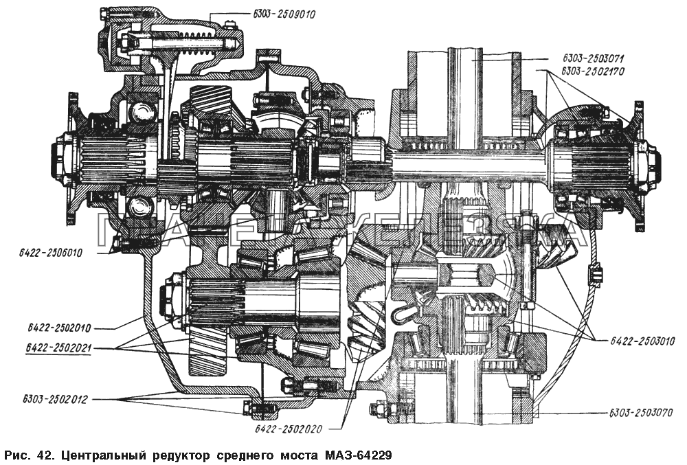Центральный редуктор среднего моста МАЗ-64229 МАЗ-54328