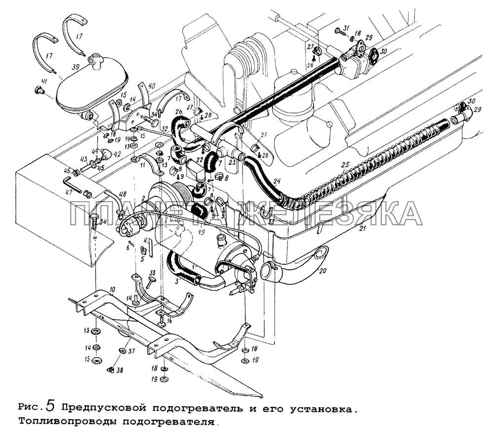 Предпусковой подогреватель и его установка. Топливопроводы подогревателя МАЗ-5434