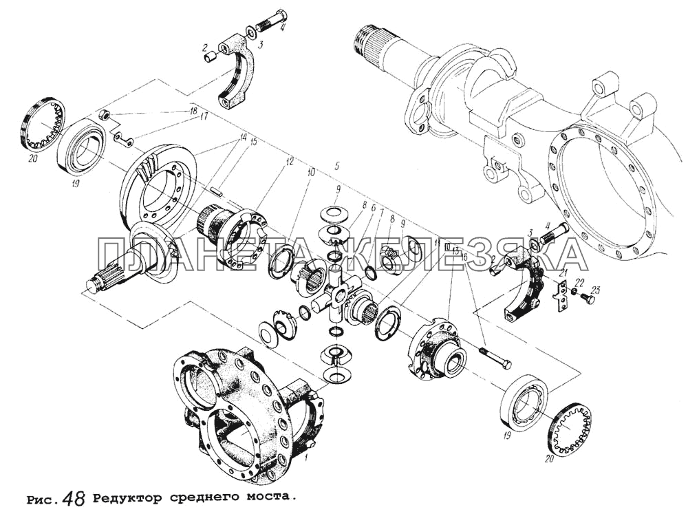 Редуктор среднего моста МАЗ-5434