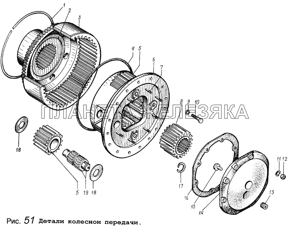 Детали колесной передачи МАЗ-64255