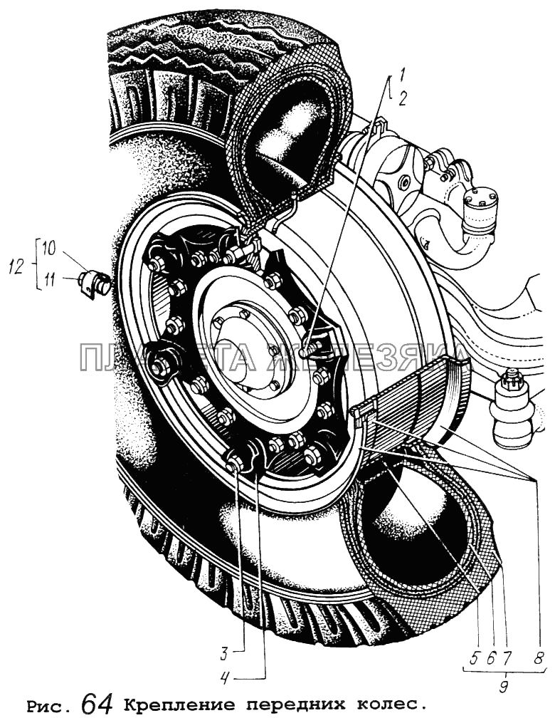 Крепление передних колес МАЗ-5434