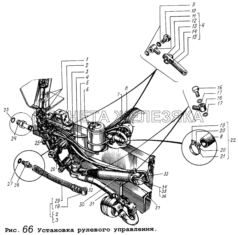 Установка рулевого управления МАЗ-64255