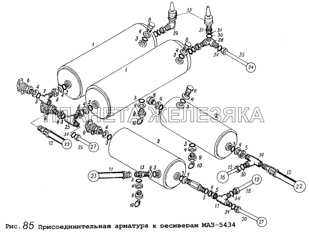 Присоединительная арматура к ресиверам МАЗ-5434 МАЗ-64255