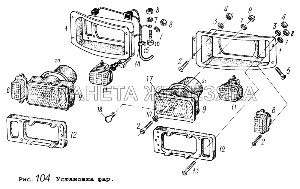 Установка фар МАЗ-64255