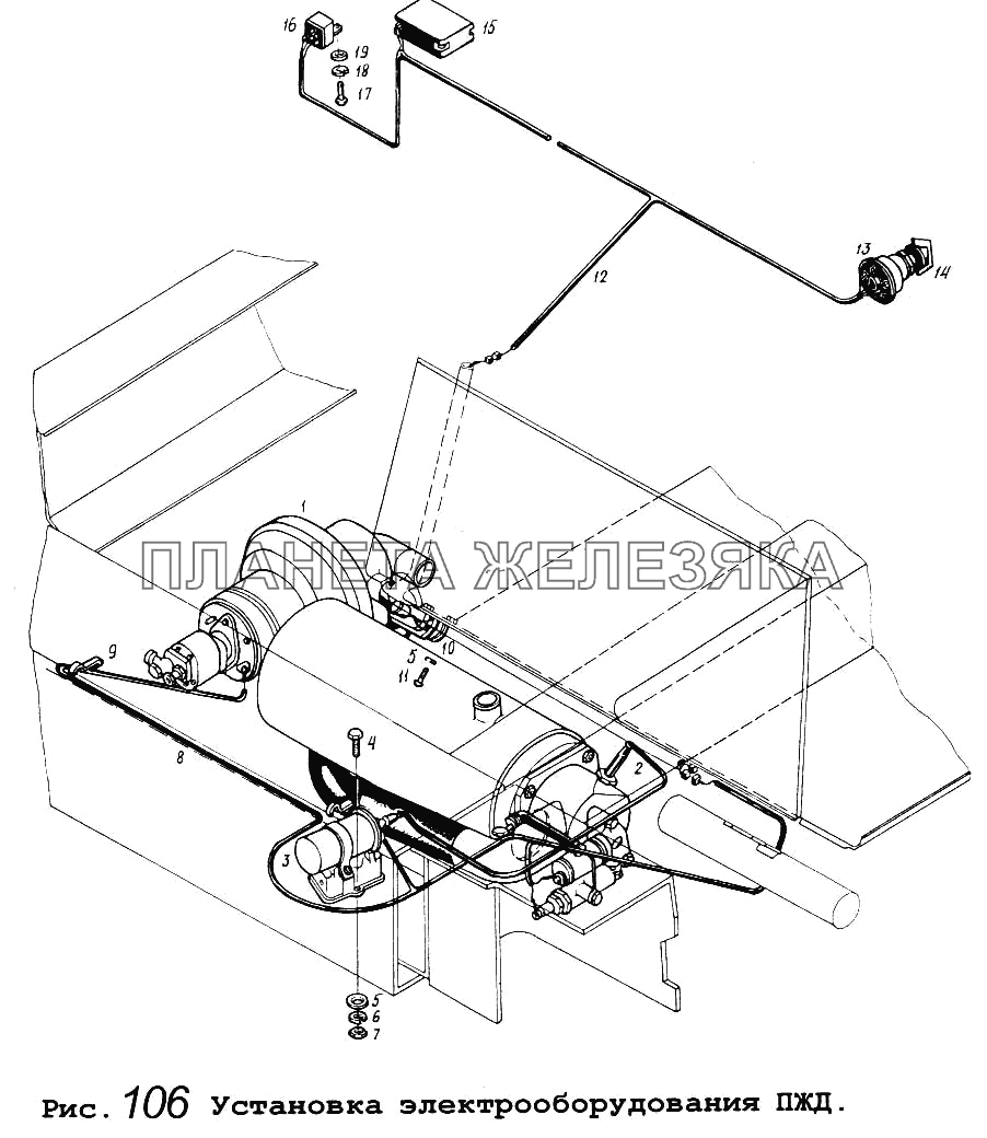 Установка электрооборудования ПЖД МАЗ-64255