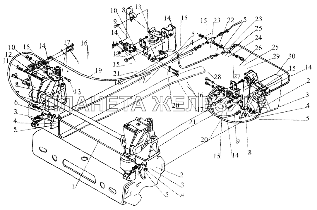 Установка регуляторов положения кабины МАЗ-5440